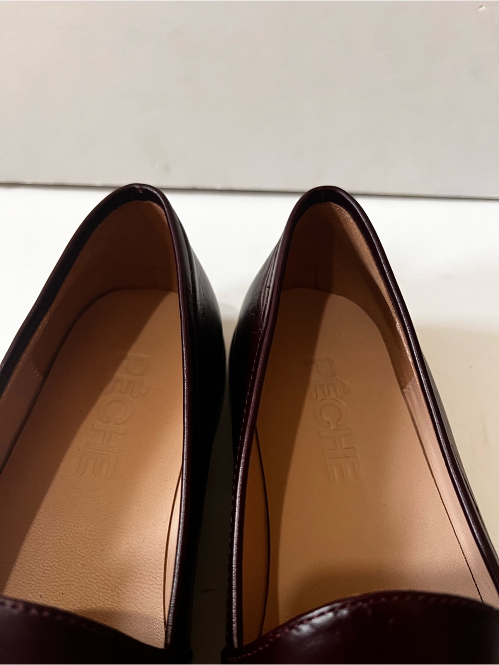 PECHE Leather Slip-On Elegant Loafers in Burgundy 38 - Picture 14 of 16